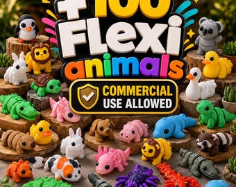 Mini Flexi Animals 100+ - 3D Print Files - STL 3MF Bundle