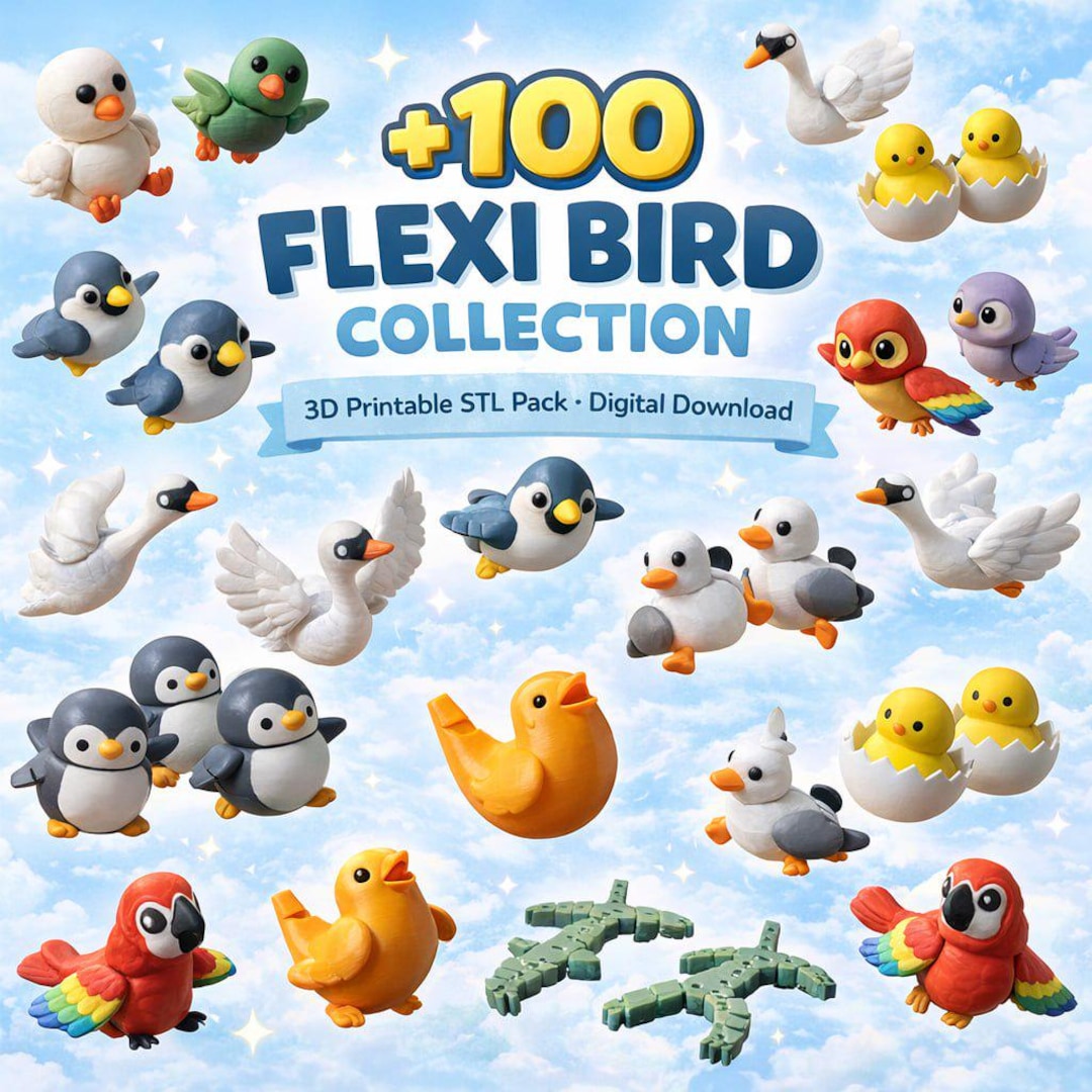 100+ Flexi Bird STL Bundle | Articulated 3D Printable Toys (digital ...