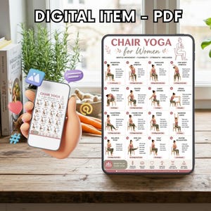 Seated Yoga Routine Chair Yoga for Women Printable, Seated Yoga Exercises PDF, Beginner ...