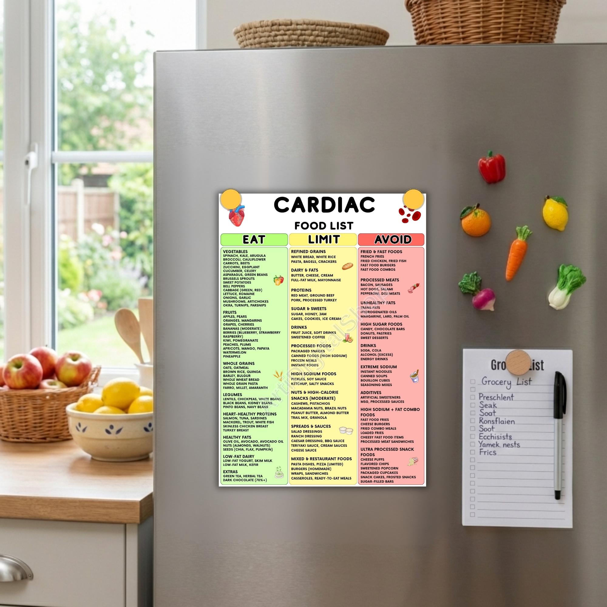 Cardiac Diet Food List Printable | Heart Health Eat Limit Avoid Chart ...