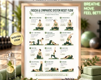 Fascia & Lymphatic Drainage Yoga Flow Printable,Lymphatic System Reset Exercises, Detox Circulation Support Routine, Home Wellness Chart