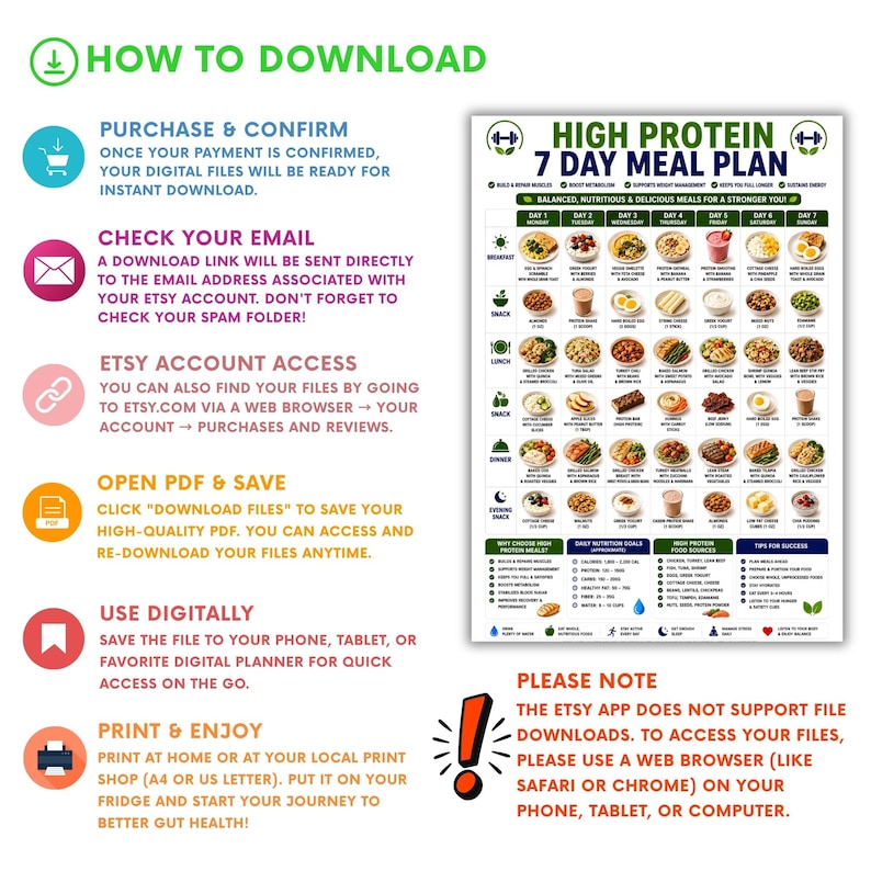 High Protein 7 Day Meal Plan Printable, High Protein Diet Plan PDF, Weekly Meal Planner, Muscle Building Meal Plan, Meal Prep Guide image 13
