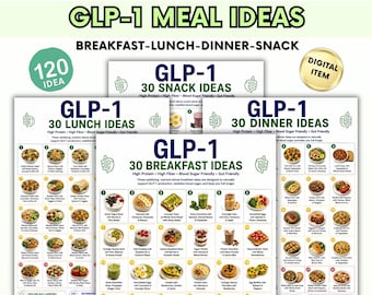 GLP-1 Meal Ideas Bundle, 120 High Protein Meal Ideas, GLP-1 Recipes Printable, Breakfast Lunch Dinner Snack Ideas, Weight Loss Meals