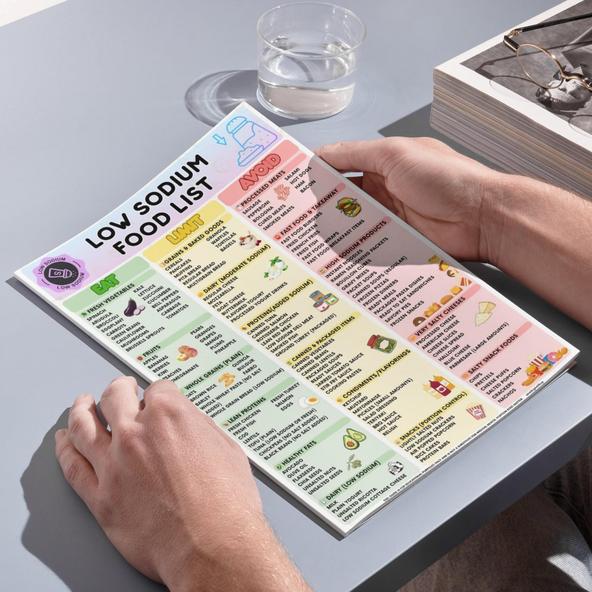 Low Sodium Printable Food List, Low Salt Food Chart, List Guide for ...