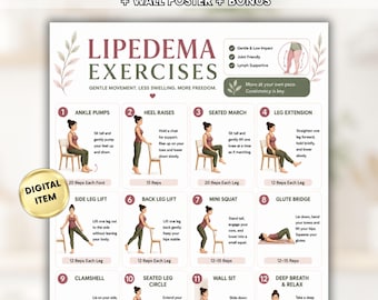 Lipedema Exercises Guide Printable, Lymphatic Drainage Exercises, Beginner Friendly Low Impact Workout Chart, Gentle Movement Routine