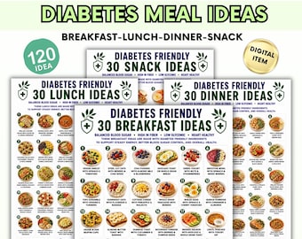 DIABETES Meal Ideas Bundle Printable, Diabetes Friendly Meals, Low Glycemic Meal Ideas, Blood Sugar Support Foods, Diabetic Diet PDF