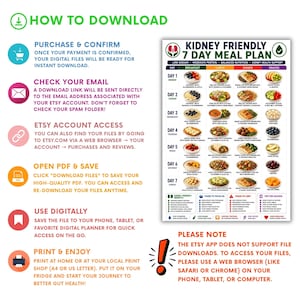 Kidney Friendly 7 Day Meal Plan Printable, Renal Diet Plan PDF, CKD Meal Planner, Low Sodium Weekly Menu, Kidney Disease Diet Chart image 12