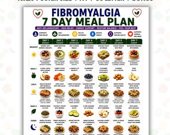 Fibromyalgia 7 Day Meal Plan Printable, Anti-Inflammatory Diet PDF, Fibromyalgia Food Guide, Weekly Meal Planner, Instant Download