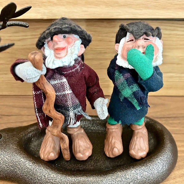 Rare Vintage "SIMPICH ELF" Two Elves - Simpich Character Dolls - Elf SNOBALL Handmade Art Doll- Folk Art Figurine Rare Finds