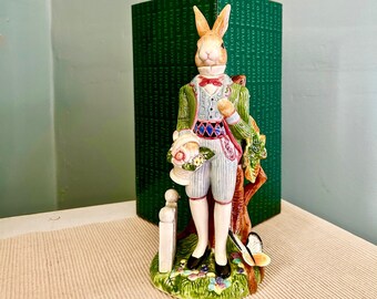 Vintage "OLD WORLD RABBIT" by Fitz and Floyd - Gentleman Rabbit Candlestick Holder in its Original Box - Rare