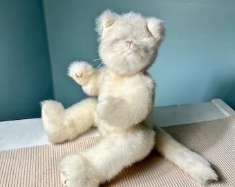 Vintage 90's  "PLUSH KITTY CAT" by T Y Inc. Retired Cat Pouncer - Jointed Plush Articulated Kitty Stuffed Animal 1993
