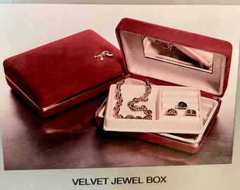 Vintage "VELVET JEWEL BOX" by Amanda Smith- New Old Stock - With Mirror - Left Up Container, With Small Velvet Pouch - Just So Pretty