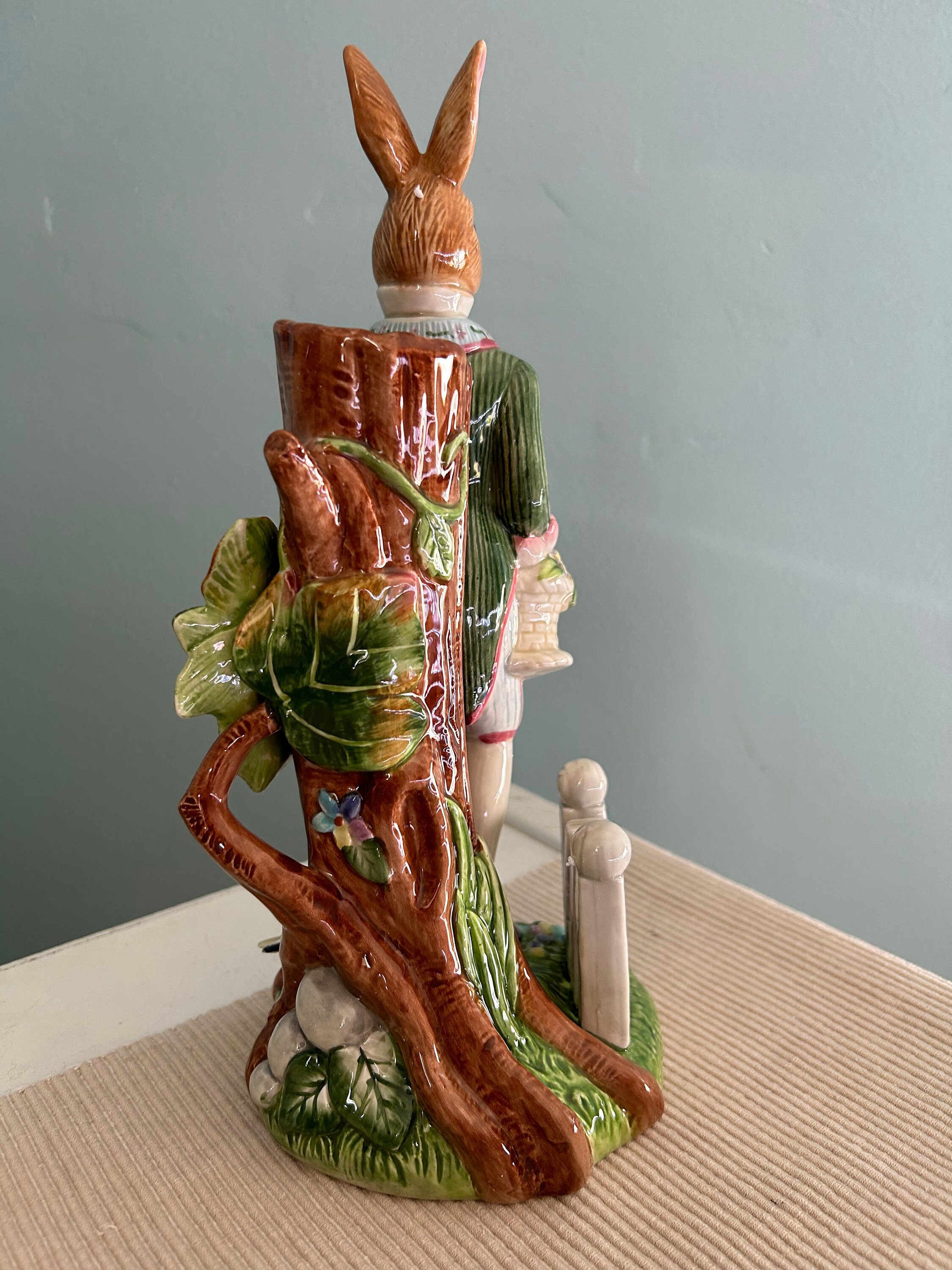 Vintage old WORLD Rabbit by Fitz and Floyd Gentleman Rabbit Candlestick