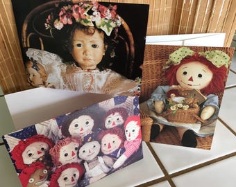 Vintage 80's  "RAGGEDY DOLLS CARDS" Two Birthday Cards from Susan's Card Company & a Post card