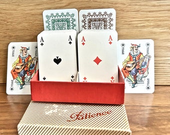 Vintage  "A SET PLAYING CARDS"  by Patience  with Case- Travel Size Decks of Cards - Small Size Decks - Double Deck