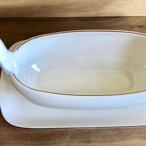 Vintage 60's GRAVY BOAT by WINFIELD Dragon Flower Design with Matching Holding Tray / Under Plate image 8