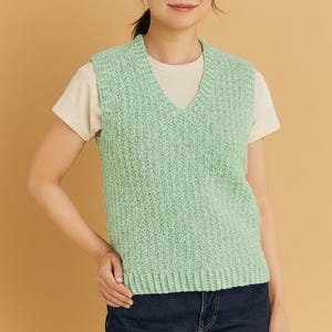Adult V Neck Crochet Vest Pattern PDF | Ribbed Hem Sleeveless Sweater Pattern | Easy Unisex Pullover Vest Pattern | Size XS 5XL