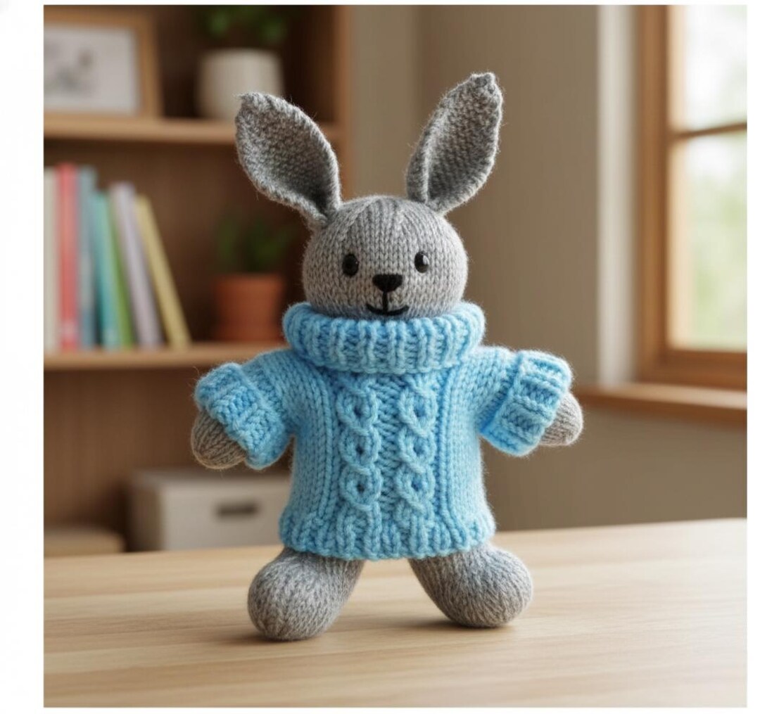Knitted Bunny Toy Pattern | Sweater Plush Rabbit Knitting (digital PDF ...