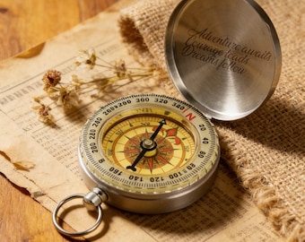 Personalised Brass Compass with, Engraved Compass, Eagle Scout Compass, Gift for my son, Anniversary Gift, Romantic Gift Idea