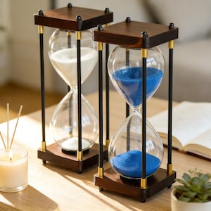 Custom Engraving Wood Refillable Hourglass, Personalized  Hourglass for Wedding, 15-60Mins Timer For Decor Housewarming Gift Urn, Timer