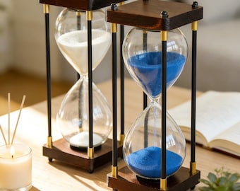 Custom Engraving Wood Refillable Hourglass, Personalized  Hourglass for Wedding, 15-60Mins Timer For Decor Housewarming Gift Urn, Timer