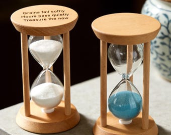 Ampulheta de madeira personalizada para 5, 10, 20 e 30 minutos, com gravação personalizada, ideal para decoração de casa ou escritório, aniversários e casamentos.