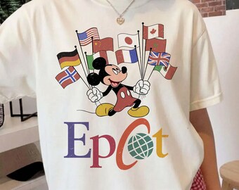 Vintage EPCOT Mickey Flags T-Shirt, Disney World Showcase Tee, Family Vacation Shirt