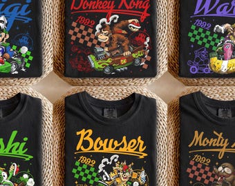 Personalized Super Mario Kart Characters Shirt, Family Matching Gamer Tee, Birthday Trip Gift Shirt