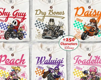 Super Mario Kart Characters PNG, Custom Gamer Family Design, Birthday Vacation PNG File, Sublimation for Cricut