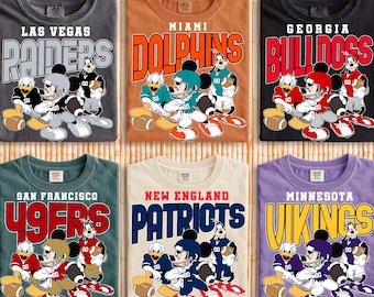 Custom Football Mickey & Friends Shirt, Personalized Game Day Family Matching Tee, Football Team Inspired Vacation Shirt