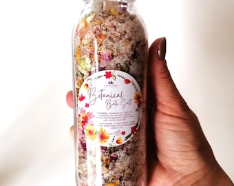 Botaniskt badsalt, lavendelros, kamomill, ringblomma, Epsomsalt Avslappning