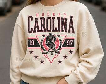 Vintage Carolina hockey PNG, Carolina hockey DTF, retro hockey design, digital download