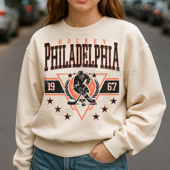 Vintage Philadelphia hockey PNG, Philadelphia hockey DTF, retro hockey design, digital download