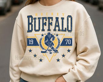 Vintage Buffalo hockey PNG, Buffalo hockey DTF, retro hockey design, digital download