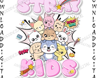 Verdwaalde kinderen schattig shirtontwerp png, SKZ chibi mascotte grafisch T-shirt, Kpop STAY fanart, cartoon Kpop shirt printbestand, sublimatie png-bestand downloaden