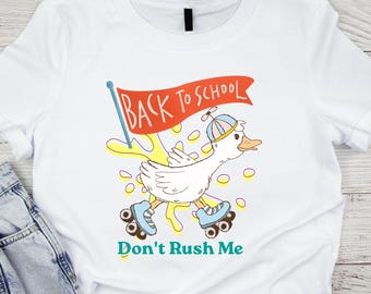 Funny Back To School Goose Shirt, First Day of School Teacher Tee, Cute Roller Skate Duck Shirt, Classroom Humor Graphic T-Shirt