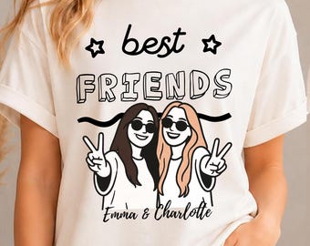 Personalized Best Friends Shirt, Custom Bestie Portrait Tee,Matching Friendship Gift,Galentine's Day Shirt,BFF Birthday Gift for Best Friend