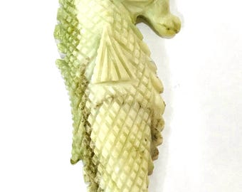 Rzeźba konika morskiego z naturalnego serpentynu, styl wiktoriański, 190,8-karatowy, prawdziwy kamień szlachetny, figurka zwierzęcia, 85 mm