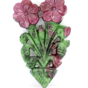 Natural Ruby Flower Carving, 107.5 Carat Genuine Gemstone Floral Statue 5.8cm for Home Decor & Collecting