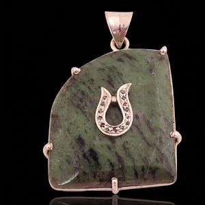 Pendentif victorien en rubyzosite et diamants polki, or 18 carats, argent sterling fait main