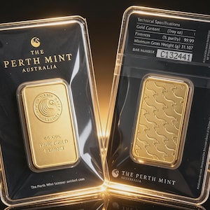 24K Gold Plated (999.9) 1-Ounce Brass Bullion Bar Replica, Collectible Ingot, Bar Decor, Novelty Gift Paperweight