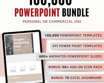 100000 PowerPoint-sjablonenbundelpictogrammen | Business, studies, bruiloft, verkoop, marketing | Excel | Dashboard | Direct downloaden