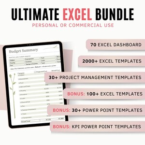 2000+ Excel Templates Dashboard Bundle | Business, KPI, HR, Finance, Project, Sales, Marketing Dashboards | Power Point | Instant Download