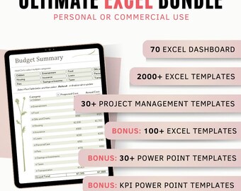 2000+ Excel-sjablonen dashboardbundel | Business, KPI, HR, Financiën, Project, Verkoop, Marketingdashboards | Powerpoint | Direct downloaden