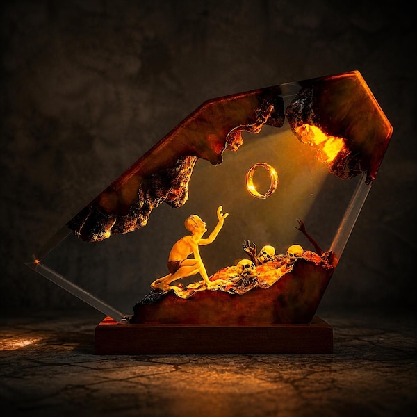 Gotische schedel harslamp, fantasie magische ringdisplay, donker kunstaccent (USB-nachtlampje)