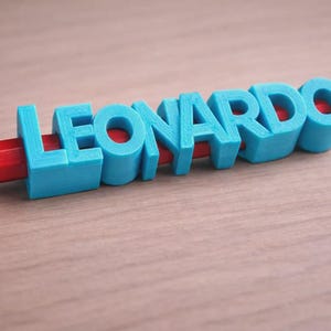 Custom Name Pencil Topper 3D Printable, Personalized Pen Slide On Name Tag, Parametric Kids School Gift, Multicolor AMS Pencil Decor image 4