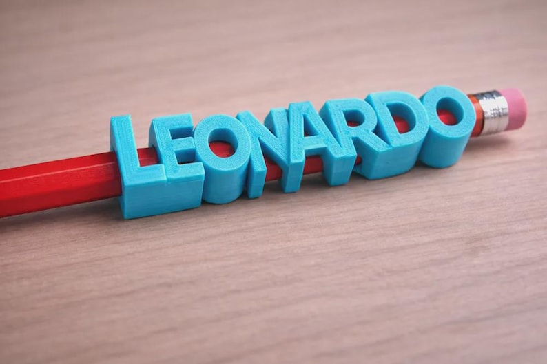 Custom Name Pencil Topper 3D Printable, Personalized Pen Slide On Name Tag, Parametric Kids School Gift, Multicolor AMS Pencil Decor image 4
