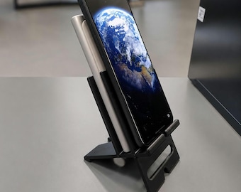 Telefonstativ 3D STL-fil, modern smartphonehållare digital nedladdning, 3D-utskriftsmodell för skrivbord, kontor, hem, enkel utskriftsdesign