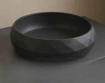 Geometrisk entréskål 3D modern matt svart design, dekorativ uppsamlingsbricka för nycklar och smyckesorganisatör, minimalistisk heminredning