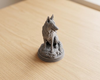 Schäferstaty, realistisk hundskulptur, 3D-tryckt husdjursfigur, detaljerad hundkonst, heminredning, present till hundälskare, minnesmärke